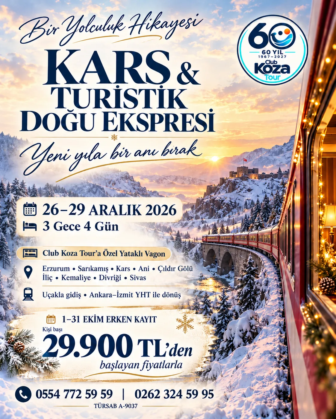 KARS DOĞU EKSPRESİ TURU YATAKLI VAGON